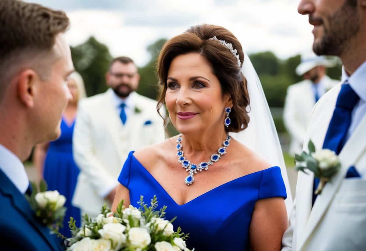 The groom's mother is supposed to wear a royal blue dress for a confident appearance