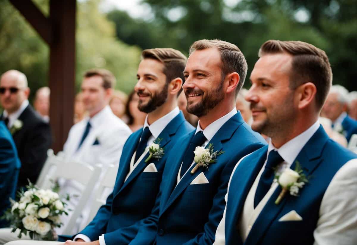 A groom's best man traditionally sits next to him during the wedding ceremony