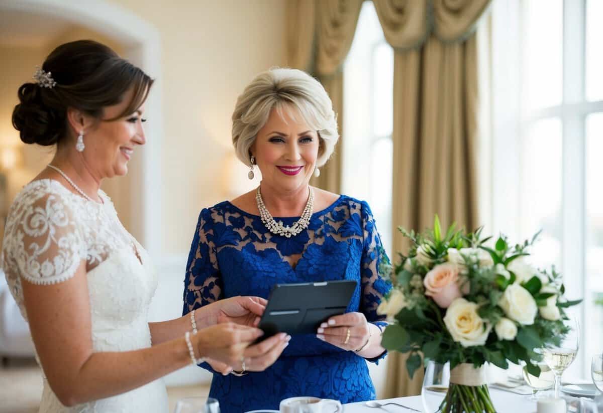 A mother of the bride paying for ceremony and reception details, such as flowers, decorations, and catering