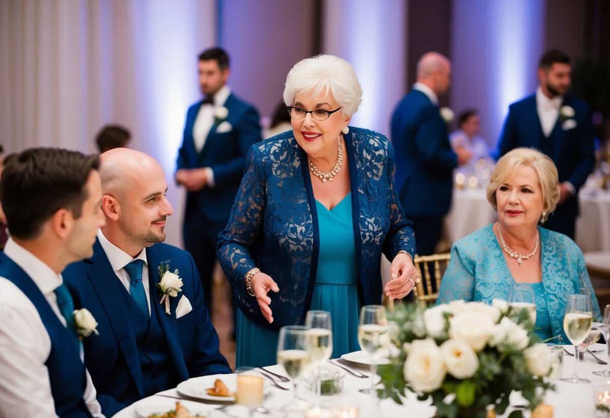The groom's mother is expected to greet guests and oversee the seating arrangements at the wedding reception