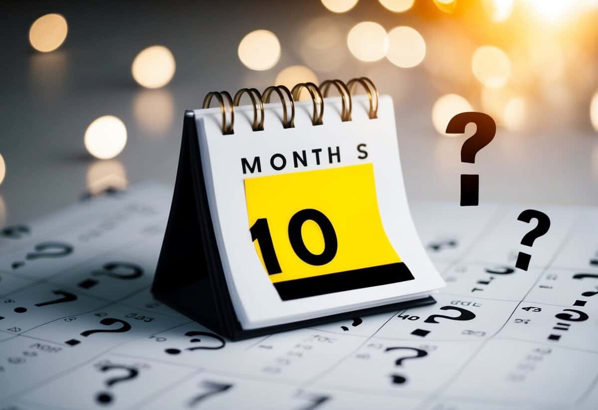 A calendar with only 10 months highlighted, surrounded by question marks