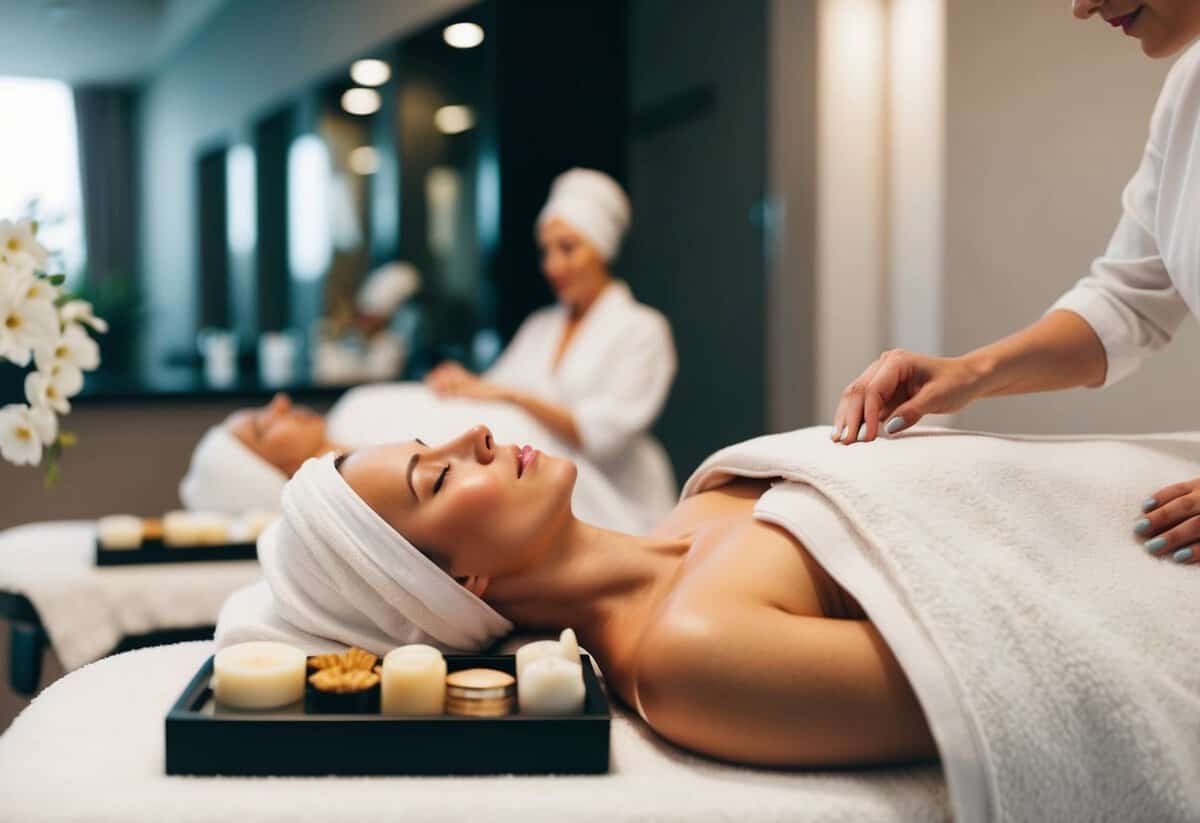 A luxurious spa day with a relaxing massage, a pampering facial, and a soothing pedicure