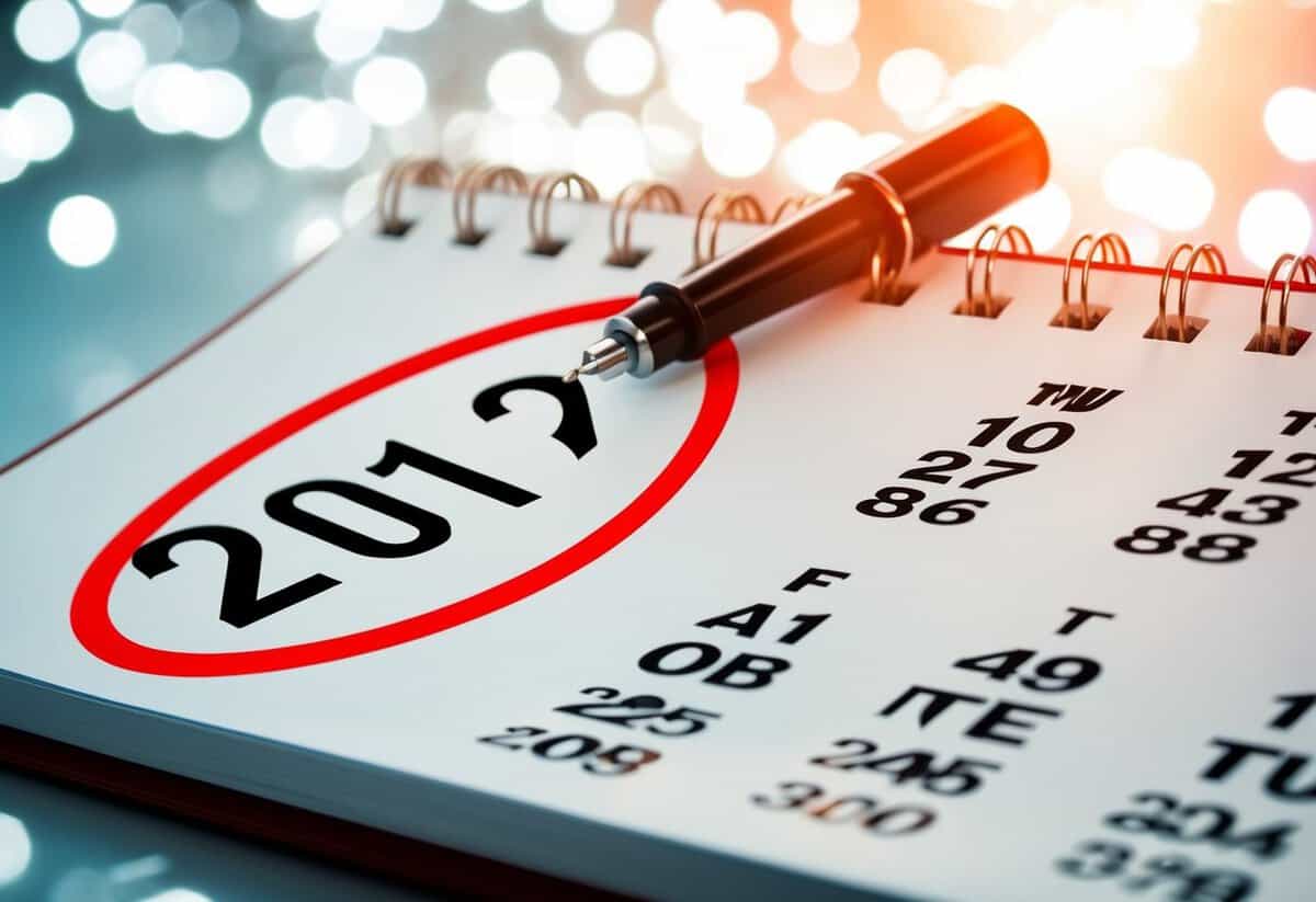A calendar with the date two years in the future circled in red
