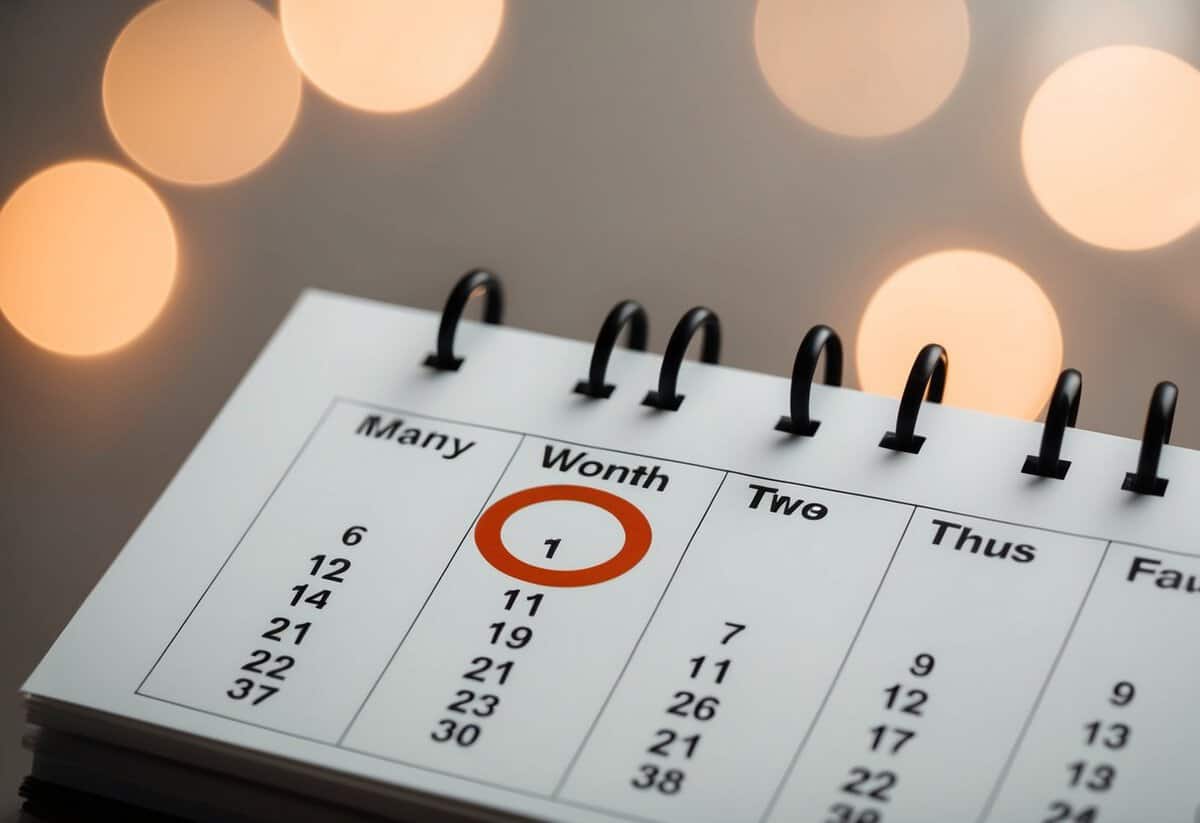 A calendar with a circle around a date two months in the past