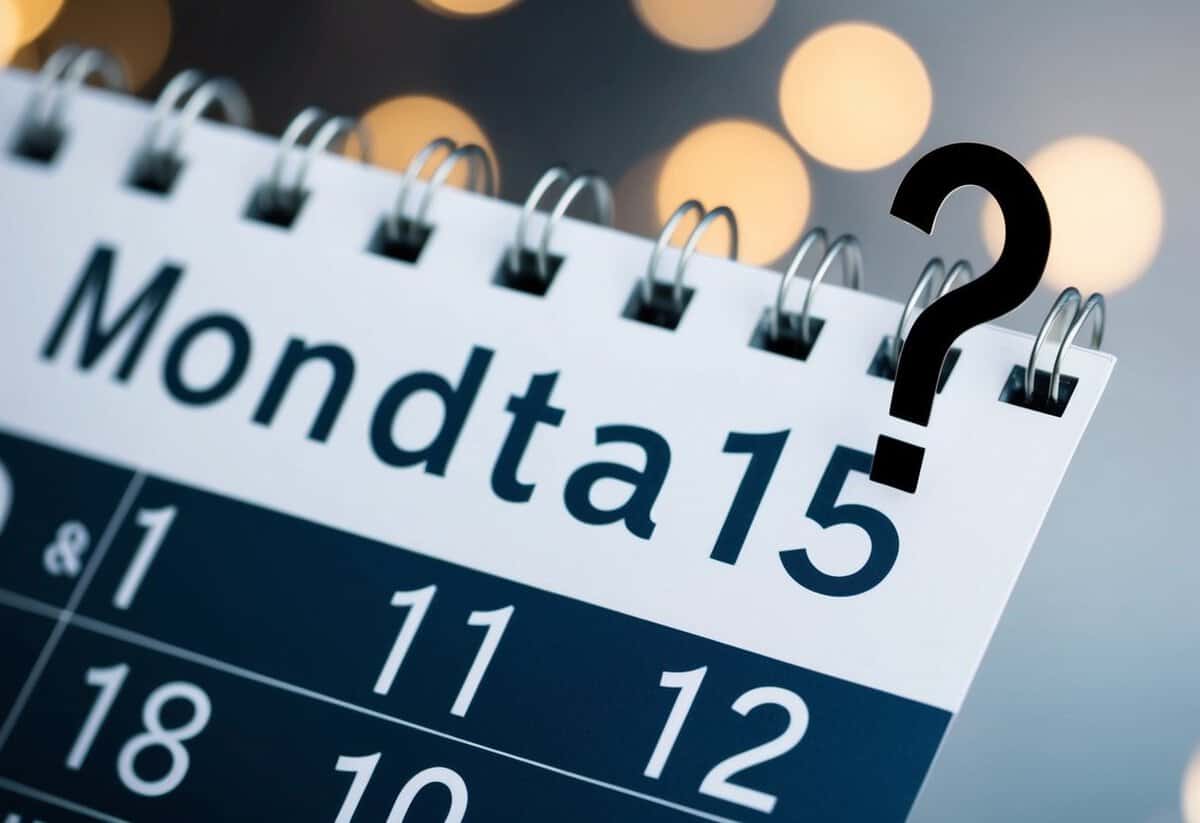 A calendar with the current month and the month 20 months ahead, with a question mark hovering over the future date