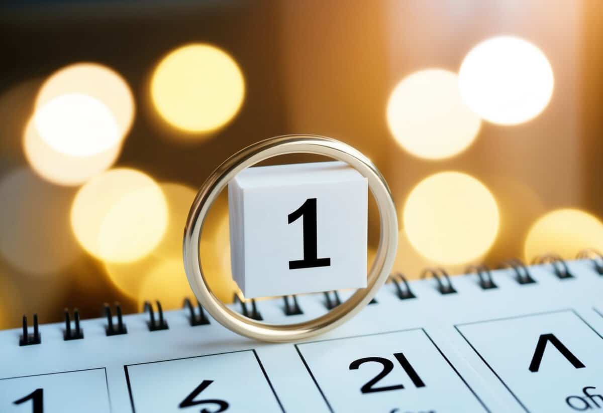 A calendar with a ring marking a date 1 year in the future