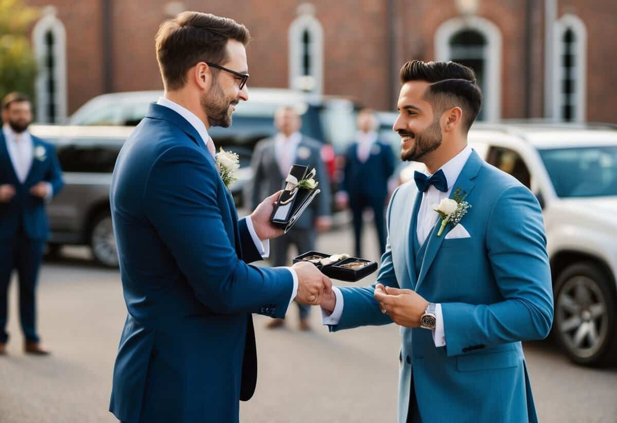 The best man pays for the groom's suit and accessories, as well as the bachelor party and transportation expenses