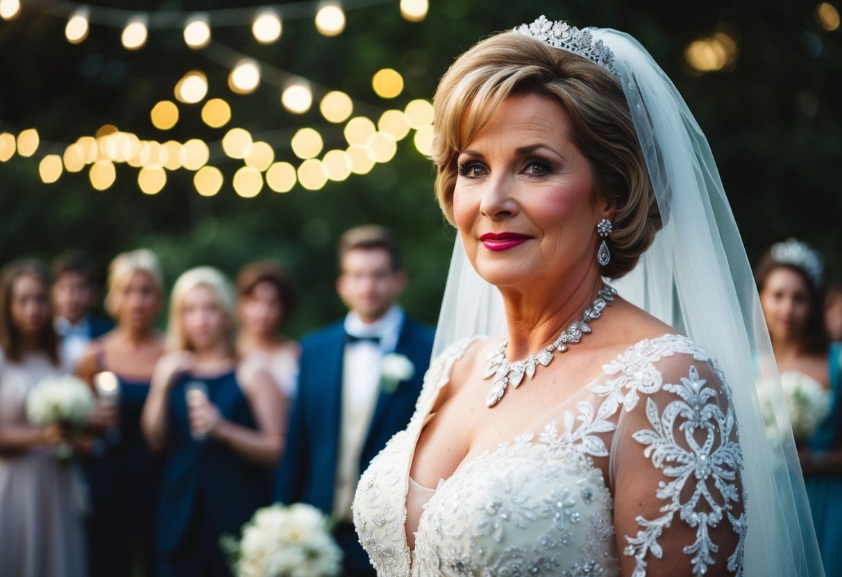 A mother of the bride should not overshadow her daughter by wearing a flashy, attention-grabbing outfit that detracts from the bride's spotlight