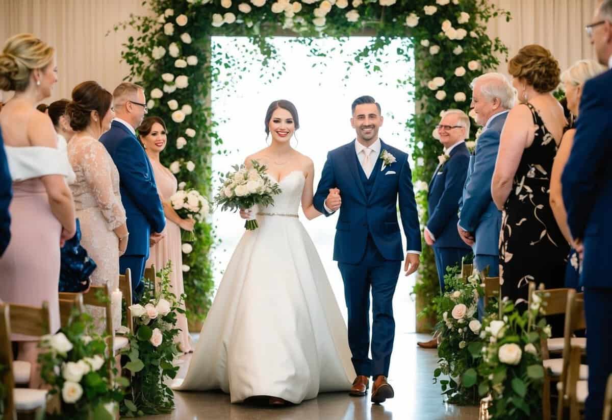 The grand finale of the ceremony: the groom walks out first, followed by the bride