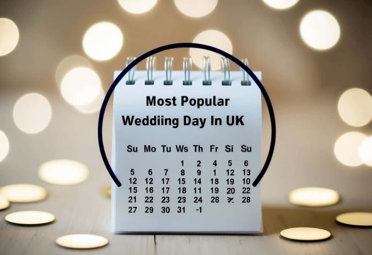 A calendar with a circle around the date of the most popular wedding day in the UK