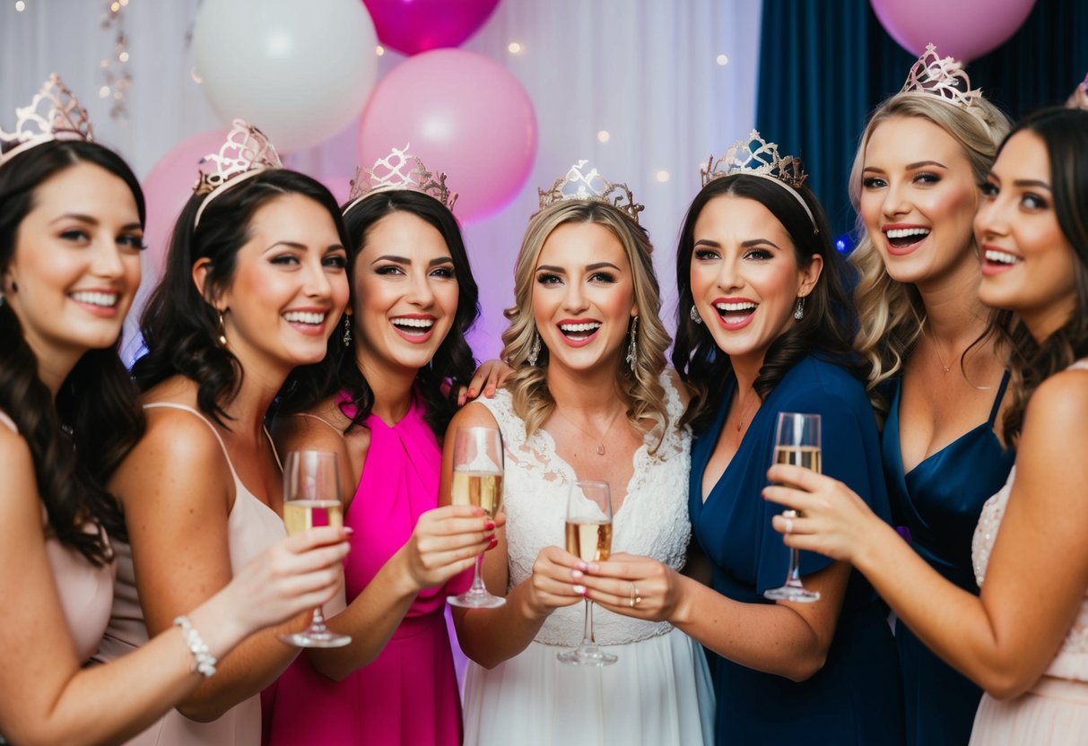 A group of women celebrating at a hens night, with the maid of honour taking care of the expenses