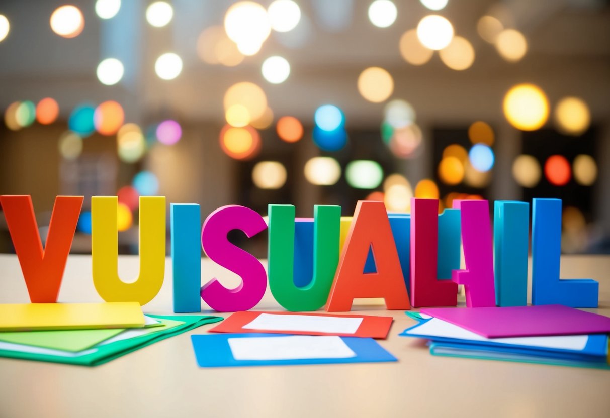 A colorful array of visual aids arranged on a table