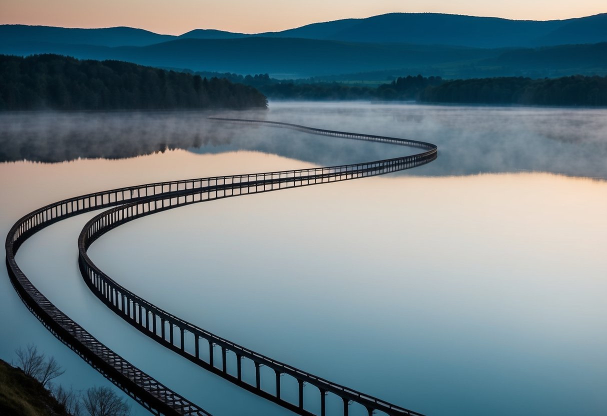 A winding, unbroken line stretching across a tranquil landscape, symbolizing a strong and enduring bond