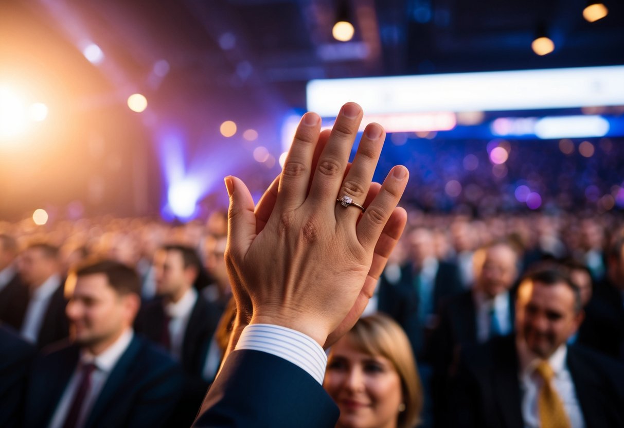 A loud clap echoes through the venue, drawing all attention to the source