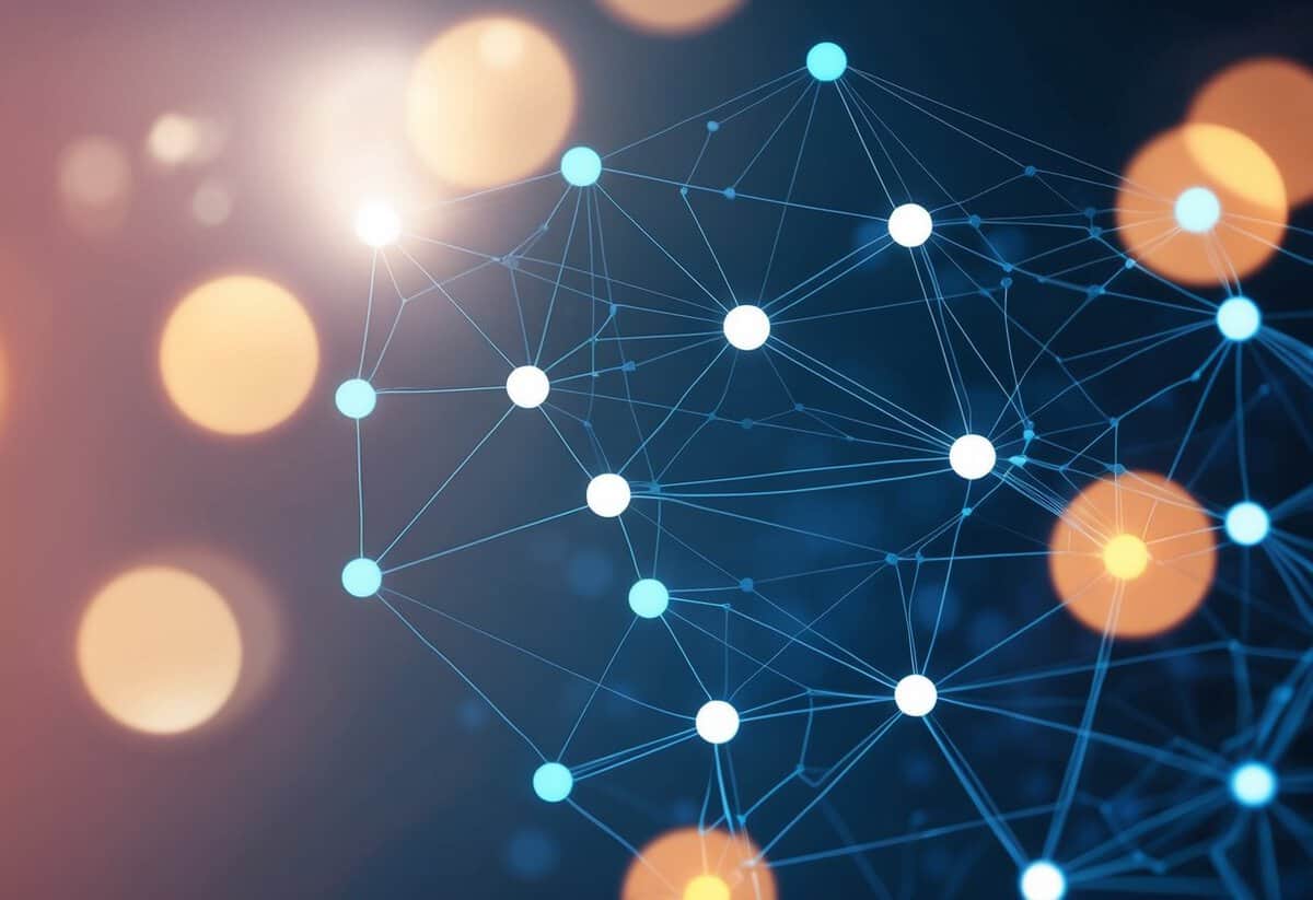 A network of interconnected nodes with lines representing communication and relevance