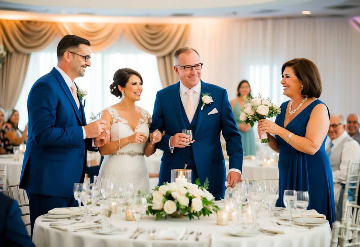 The parents of the groom are responsible for overseeing the reception venue and coordinating with vendors for the wedding day