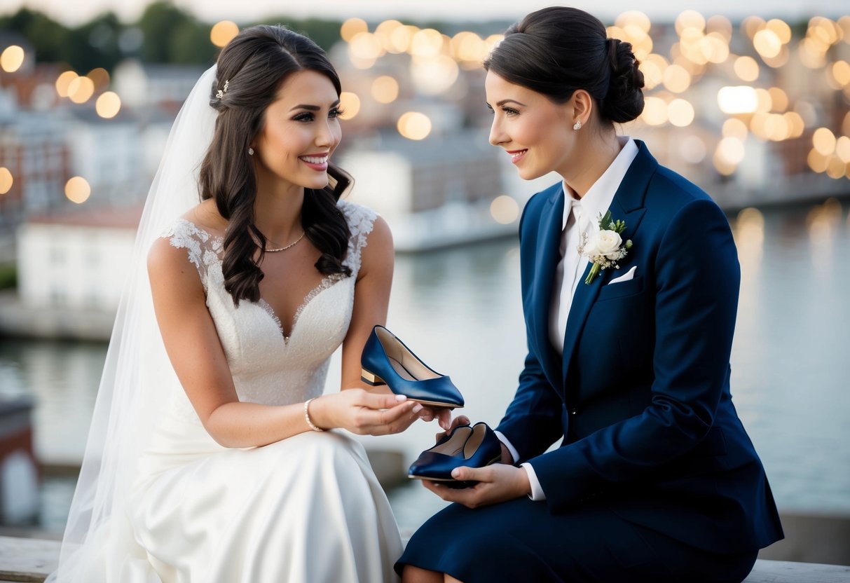A bride-to-be consulting a wedding expert about wearing flats for her wedding