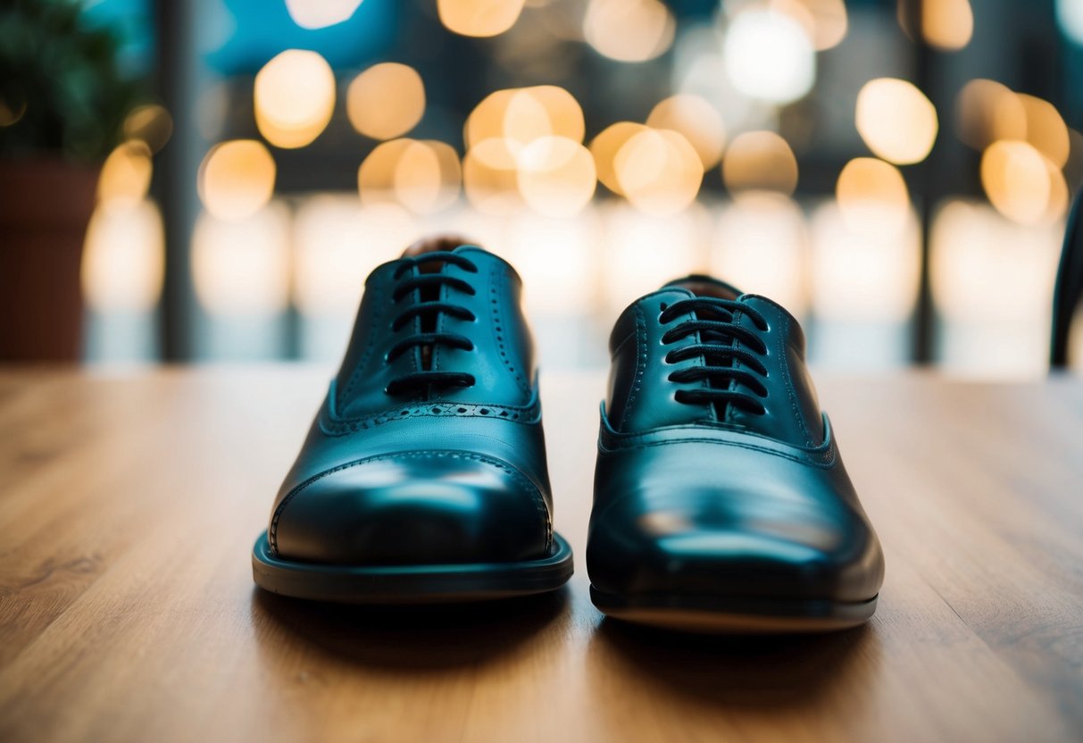 A pair of shoes, one larger and one smaller, placed side by side for comparison