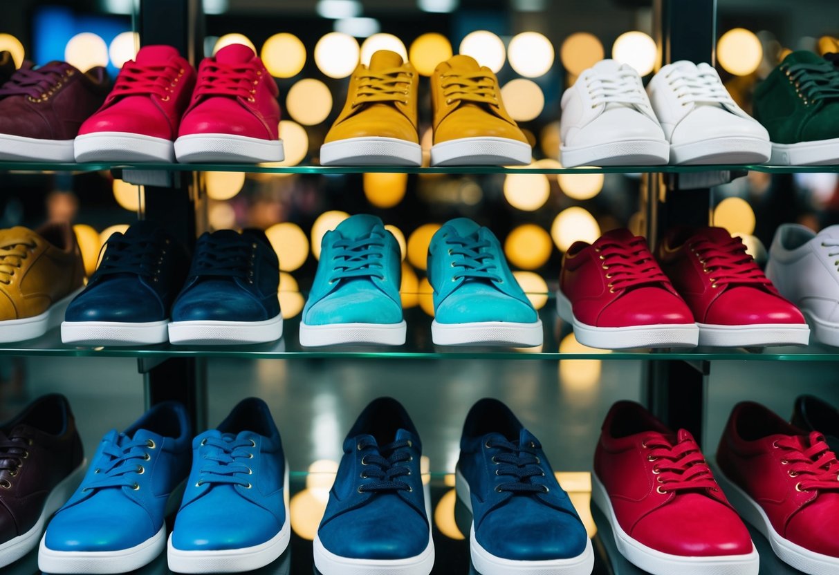 A display of shoes in various popular colors and styles