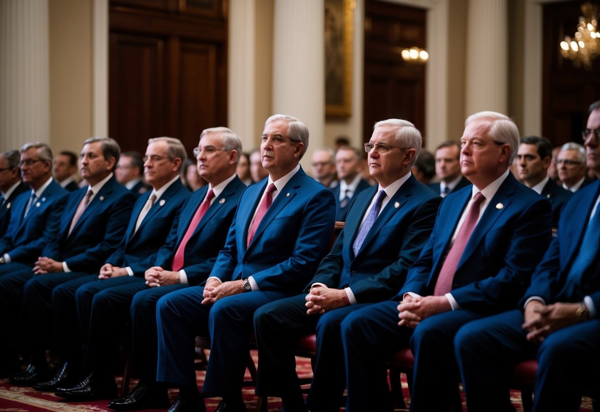 Government officials seated in order of precedence at a formal event
