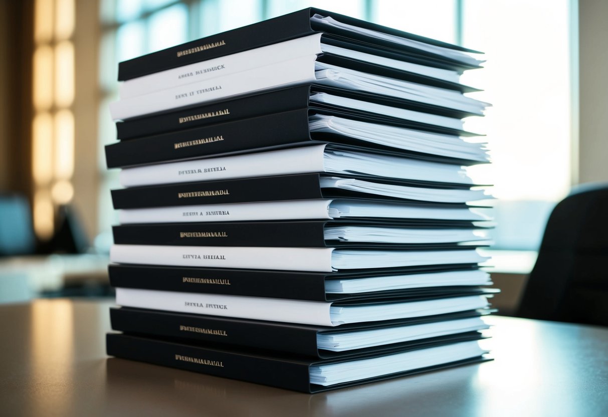 A stack of official documents sorted alphabetically by last name