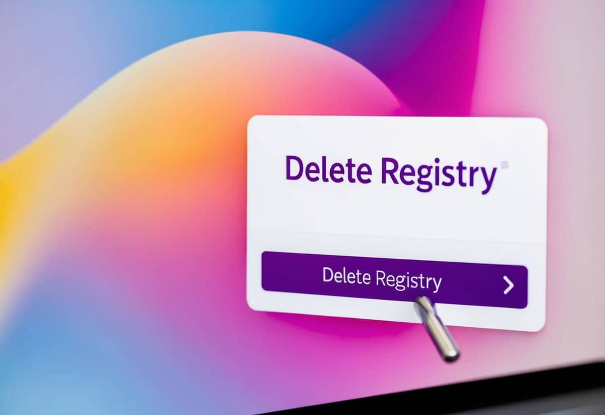 A computer screen with a cursor hovering over a "Delete Registry" button on the Babylist website