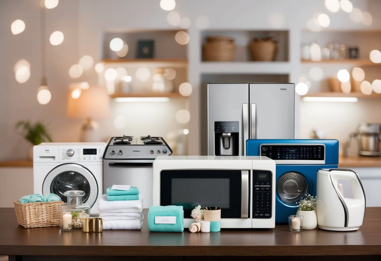 A wedding registry features household items and appliances, while a shower registry includes gifts for the bride and groom