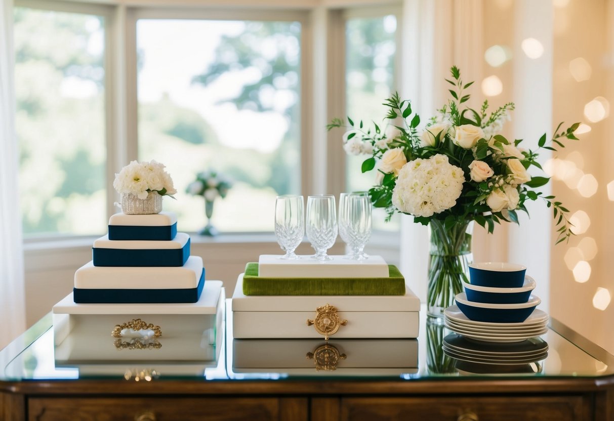 A wedding registry: formal, elegant items. A shower registry: practical, everyday items