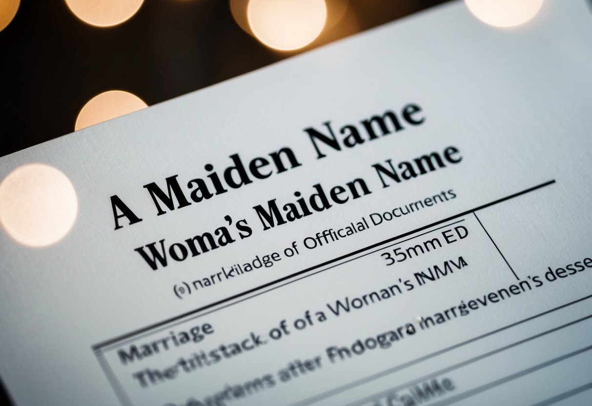 A woman's maiden name still displayed on official documents after marriage