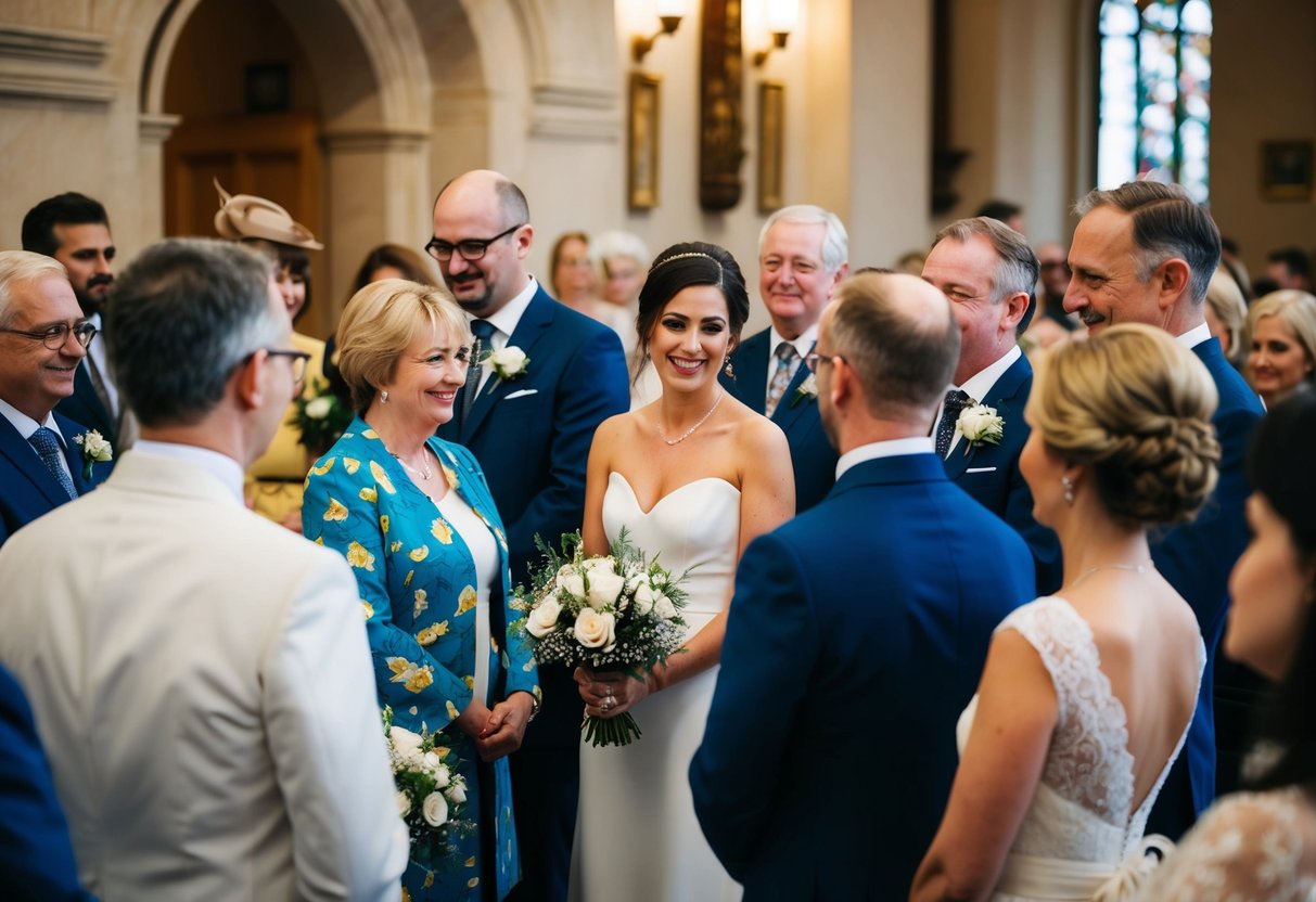A small, intimate ceremony at the registry office with a few close friends and family members gathered to witness the wedding
