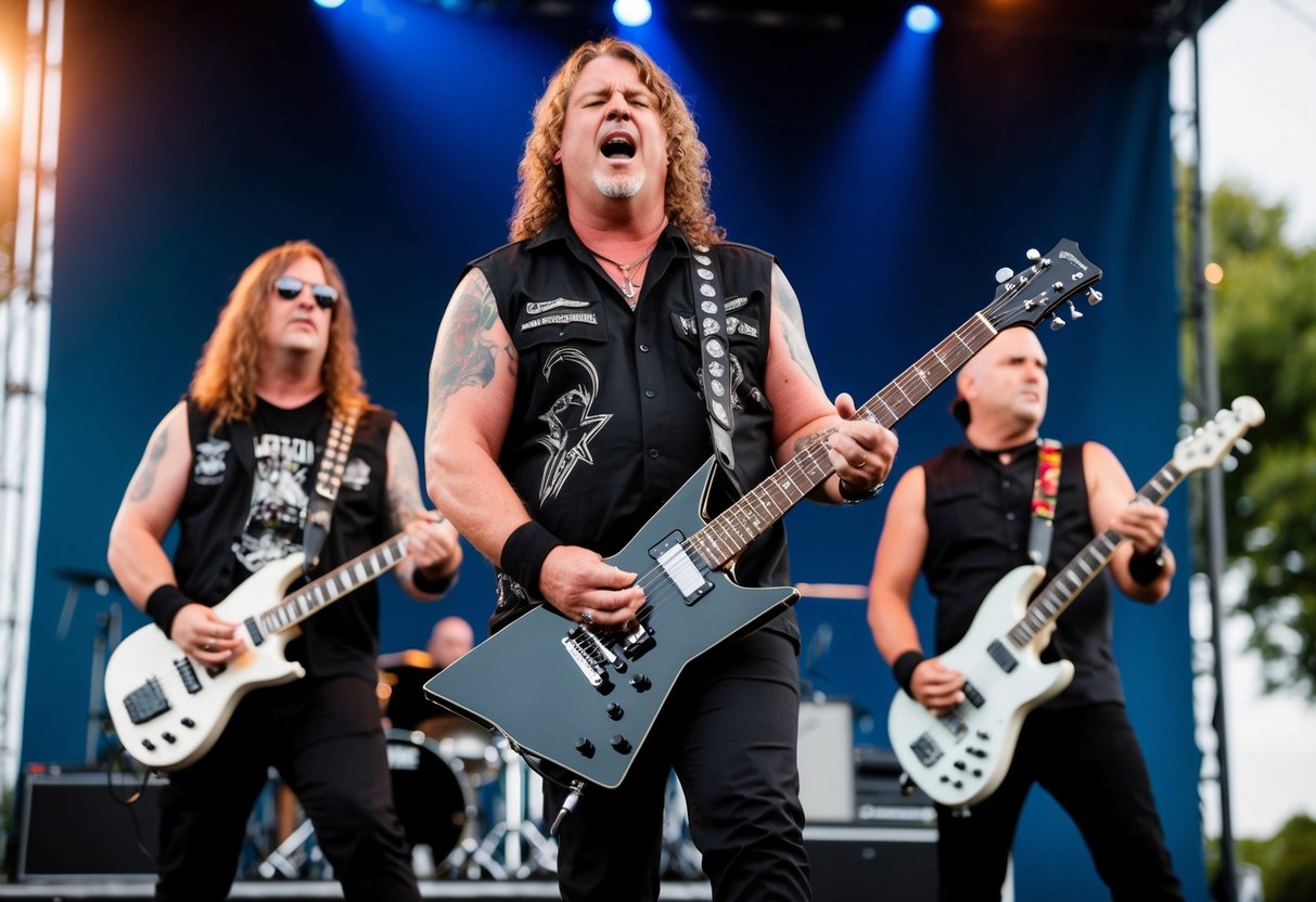 A heavy metal band performing at a wedding