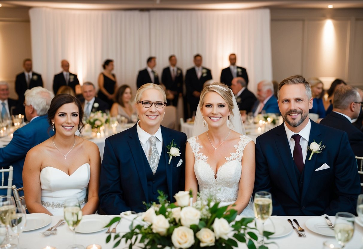 The bride's family sits on the left side of the reception, while the groom's family sits on the right