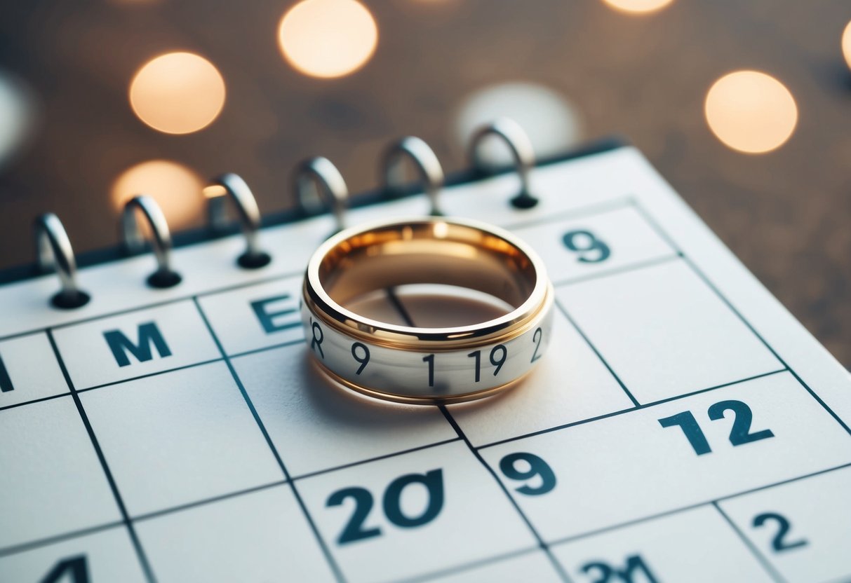 A ring placed on a calendar marking the 9th month