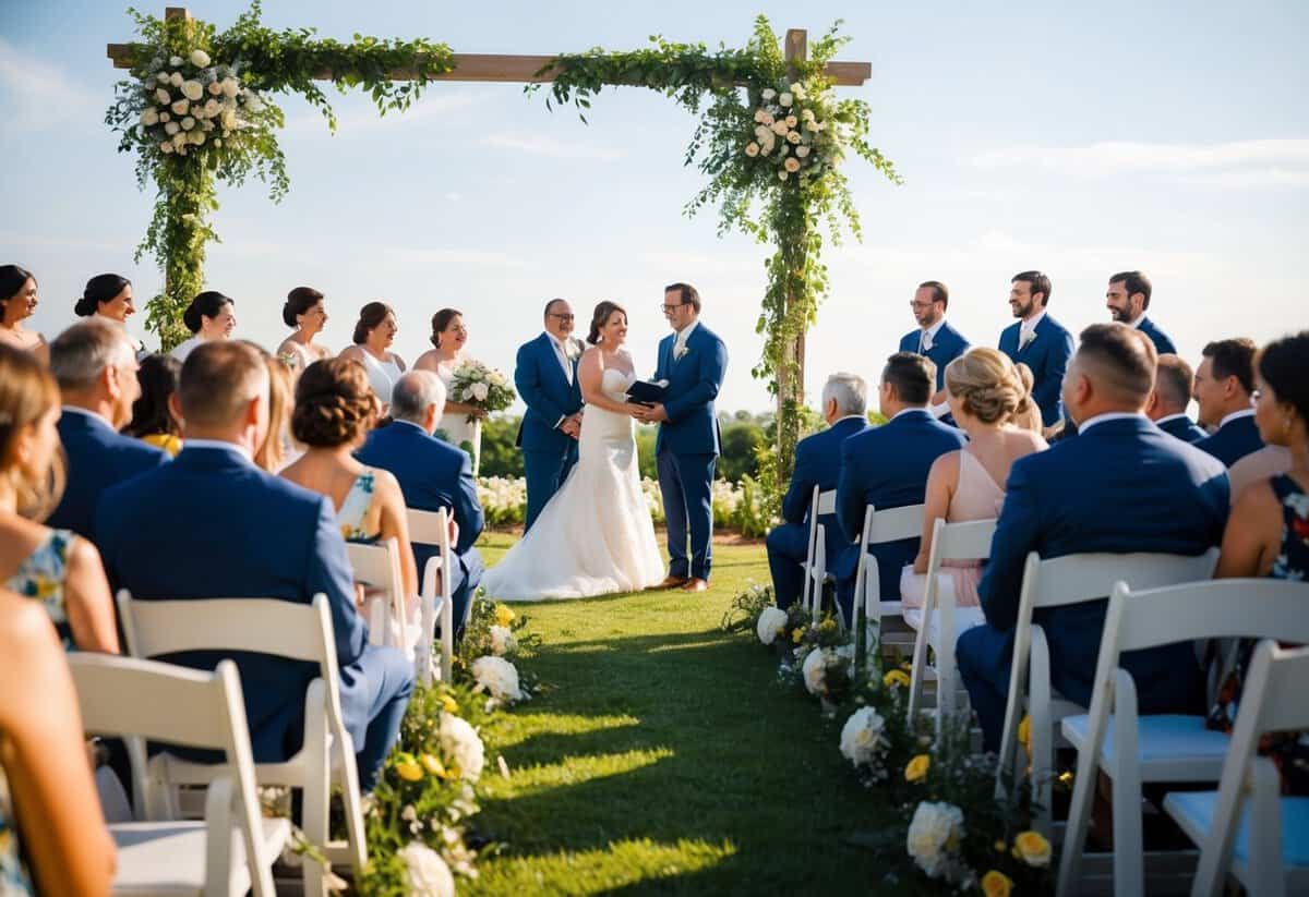 A sunny outdoor wedding ceremony in June
