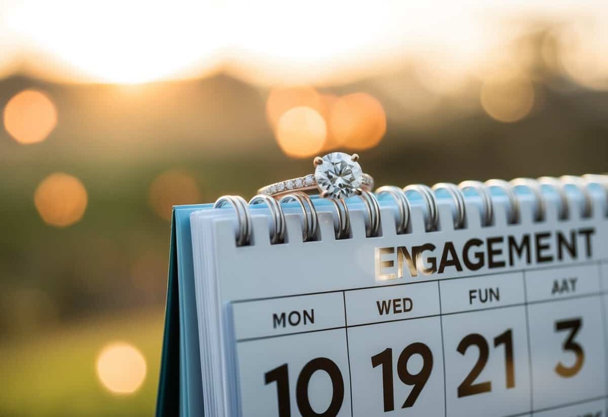 A calendar with a ring on the month of engagement