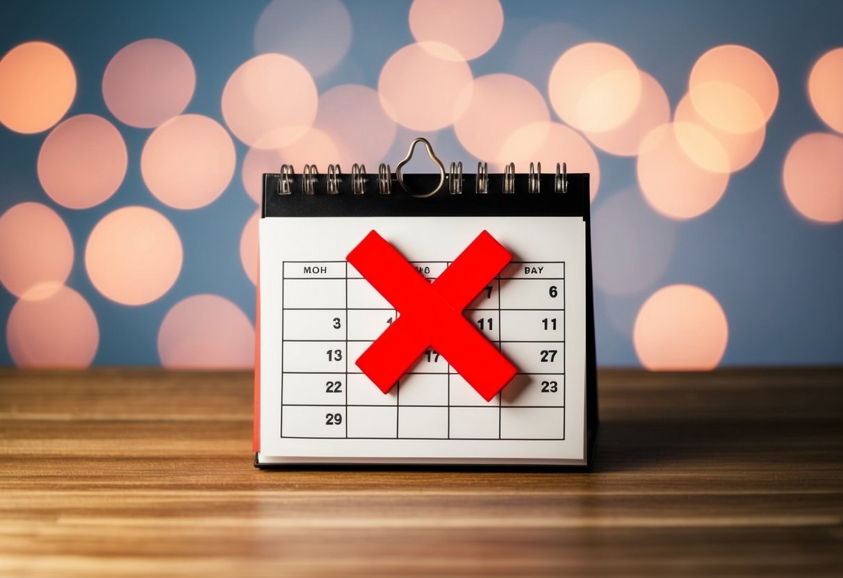 A calendar with a big red X over the month of December