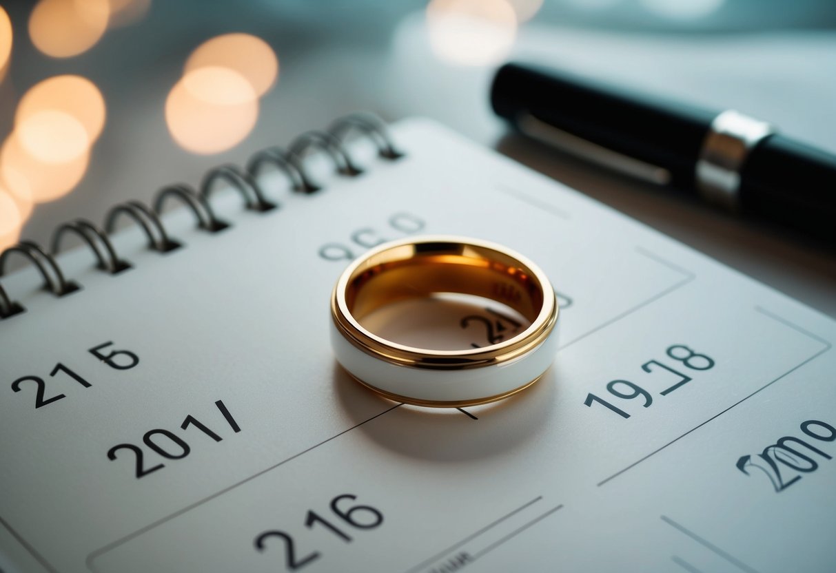 A ring placed on a calendar, with two years marked off