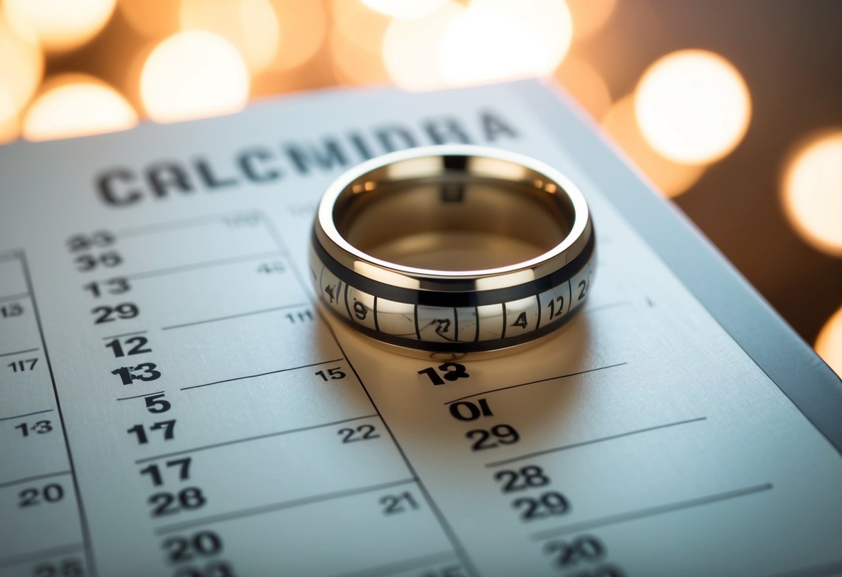 A ring sitting on a calendar, with 20 months marked off