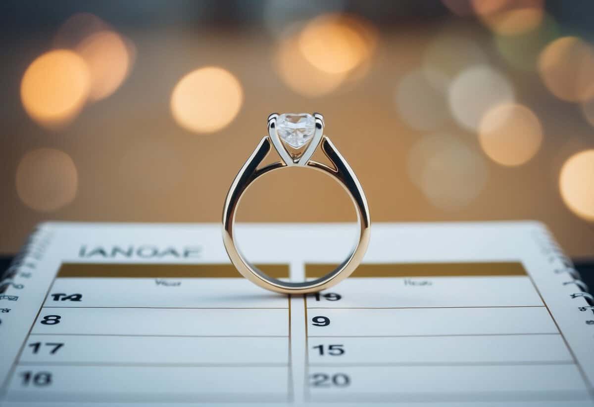 A ring sitting on a calendar, with two years marked