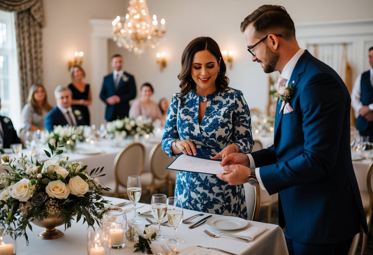 A wedding planner coordinating a UK venue, vendors, and decor