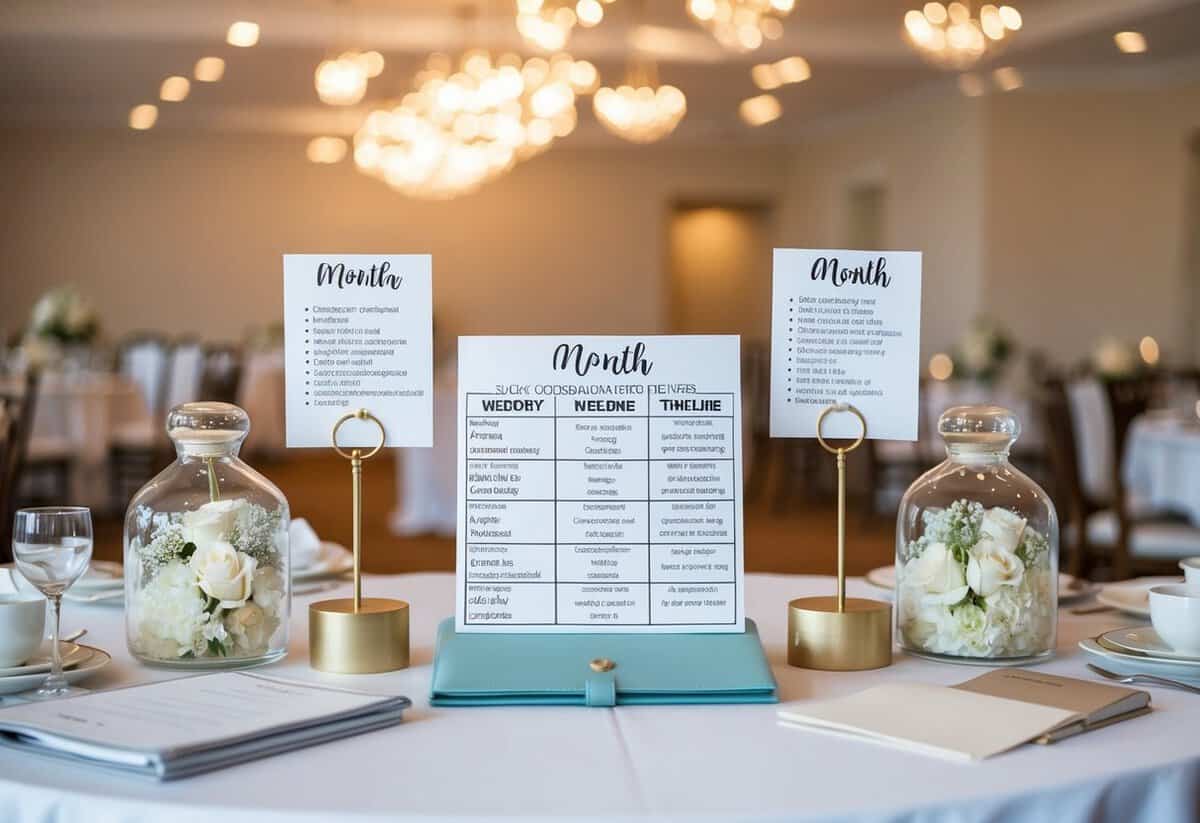 A month of coordinator organizing wedding details and timelines for various wedding types