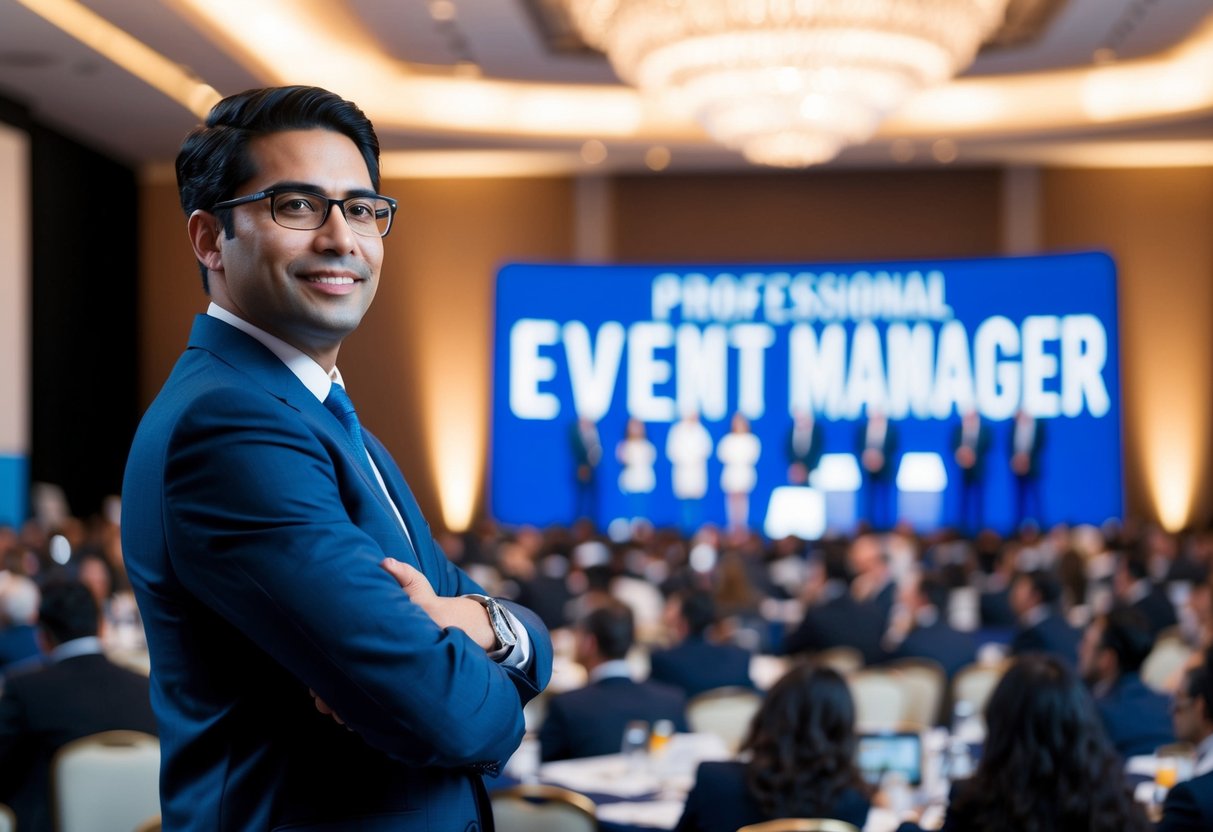 An event manager overseeing a large conference with a modest salary