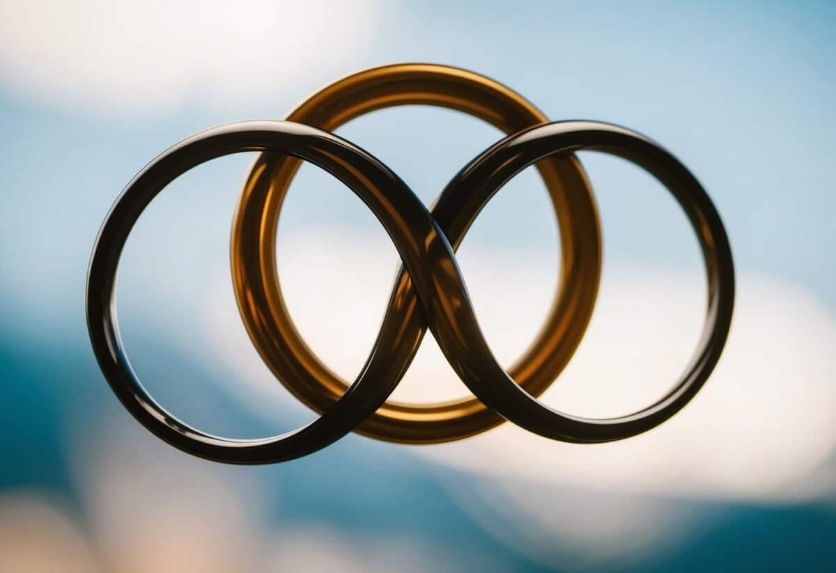 Two circles intertwining, forming a unified shape