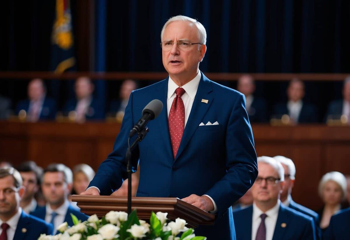 An authoritative figure presiding over a formal ceremony or event