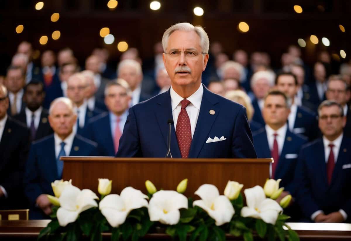 An authoritative figure presiding over a formal ceremony or event