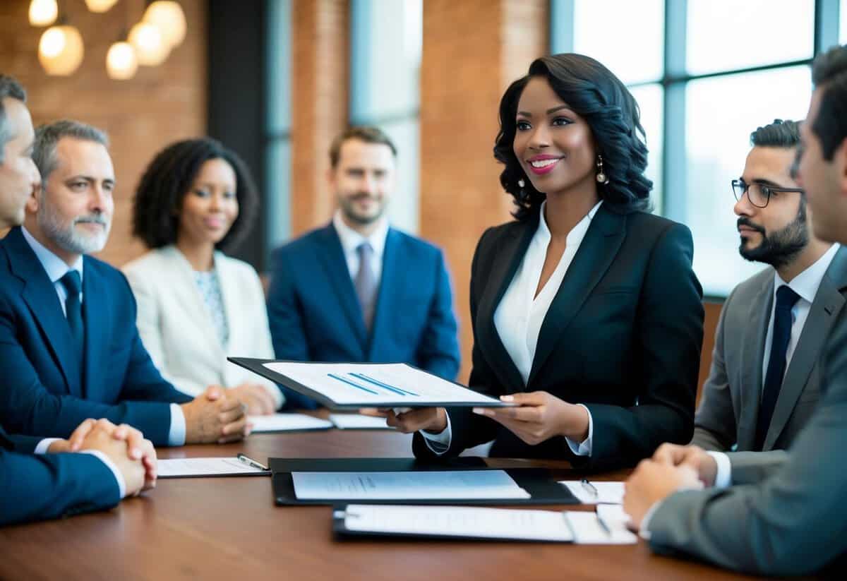 A registrar confidently presents credentials and qualifications to a panel of professionals