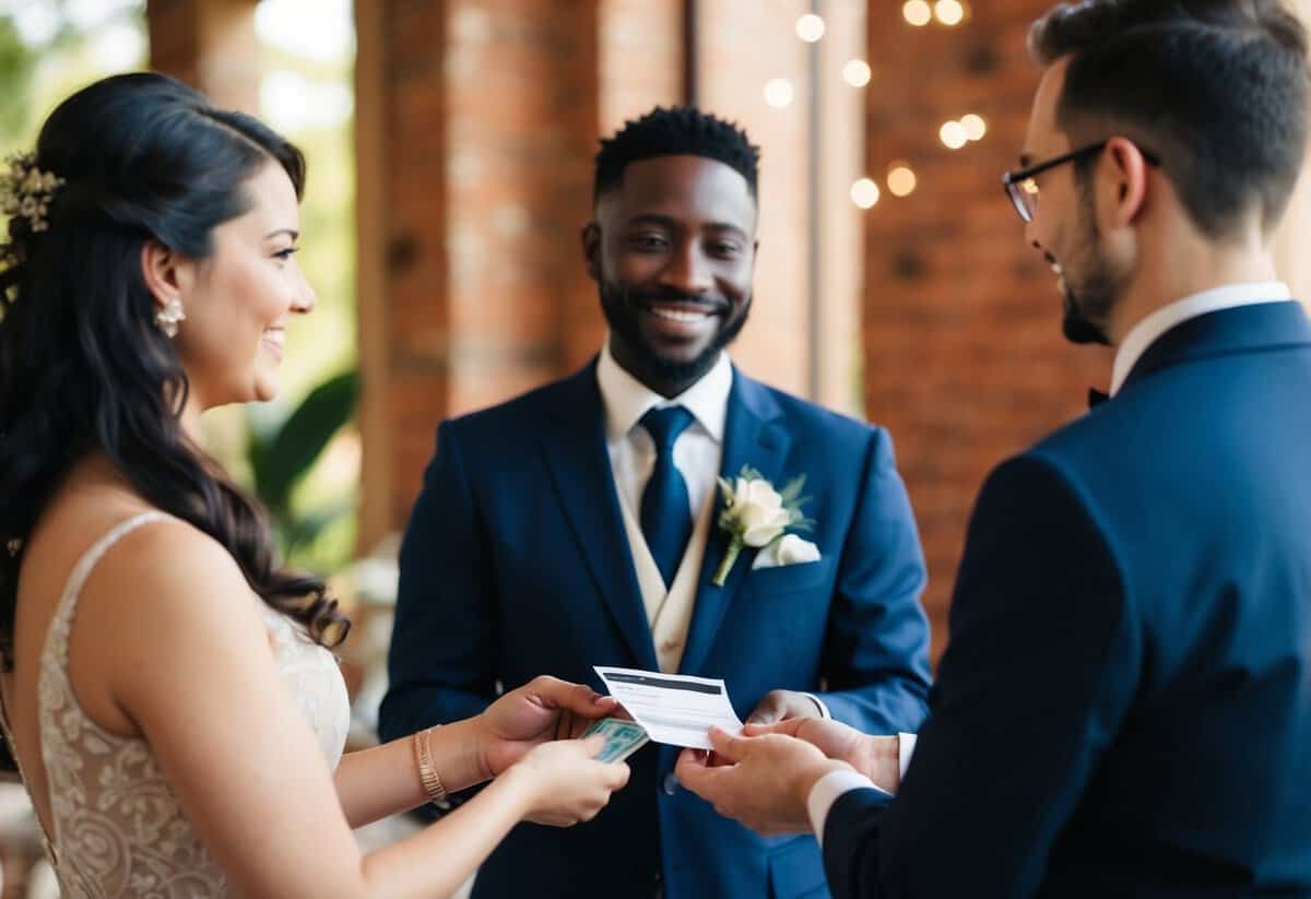 A celebrant receiving payment for services rendered