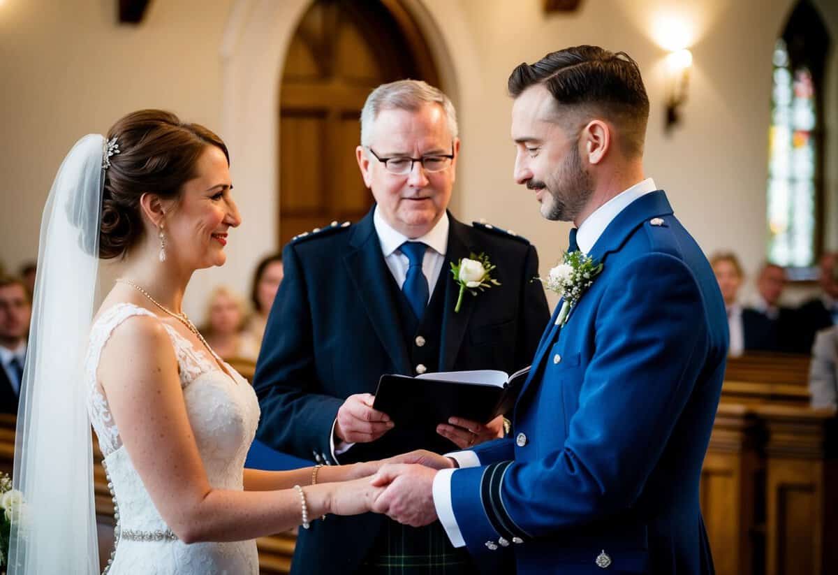 A Scottish marriage conducted by an official registrar in a traditional ceremony setting