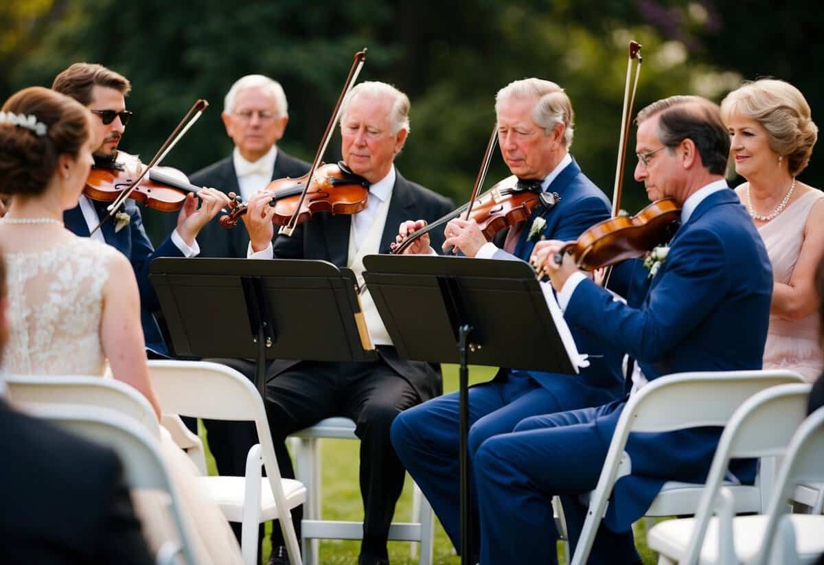 A string quartet plays classical music at Charles and Diana's wedding
