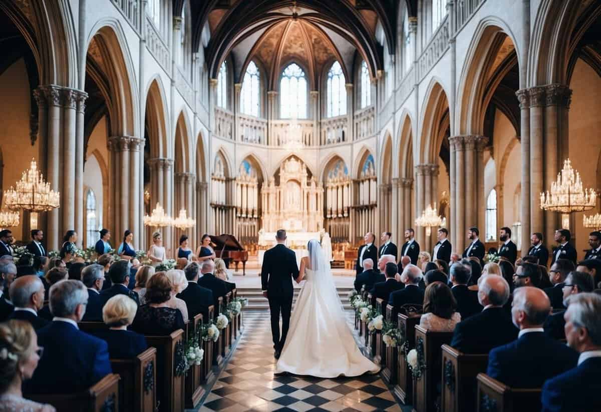 A grand cathedral filled with the sound of classical music as the royal couple takes their vows